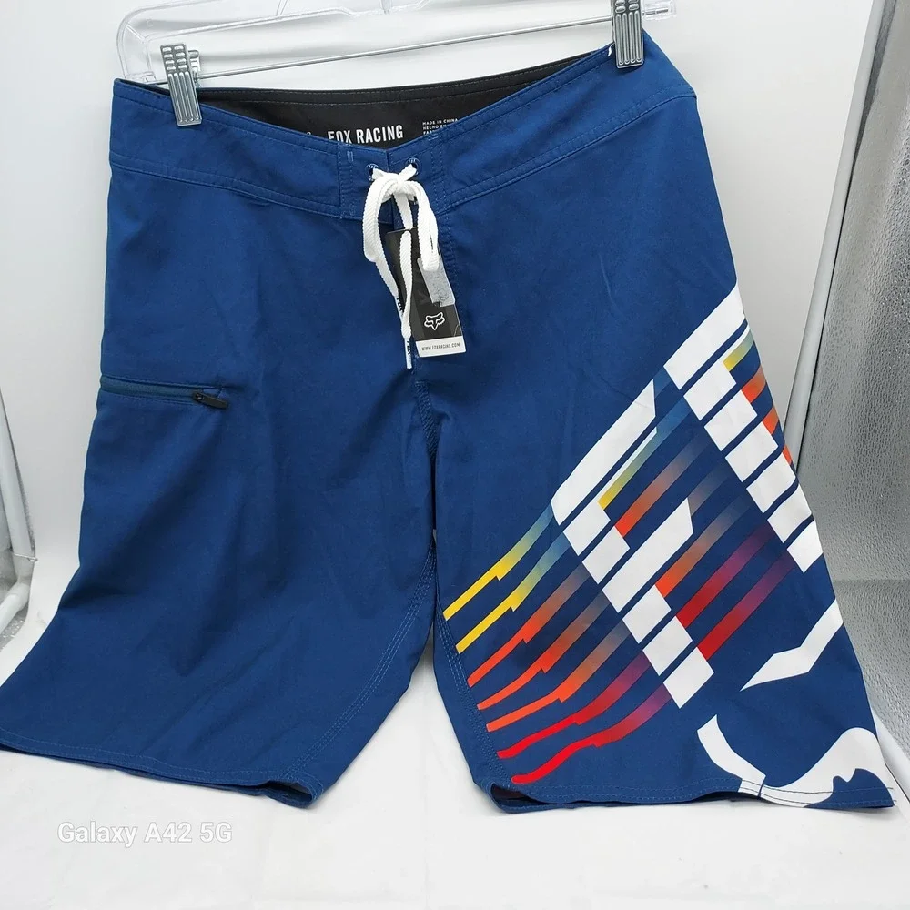 Fox Racing Mens Blue Graphic Board Shorts Swim Trunks Size 29 24842-202